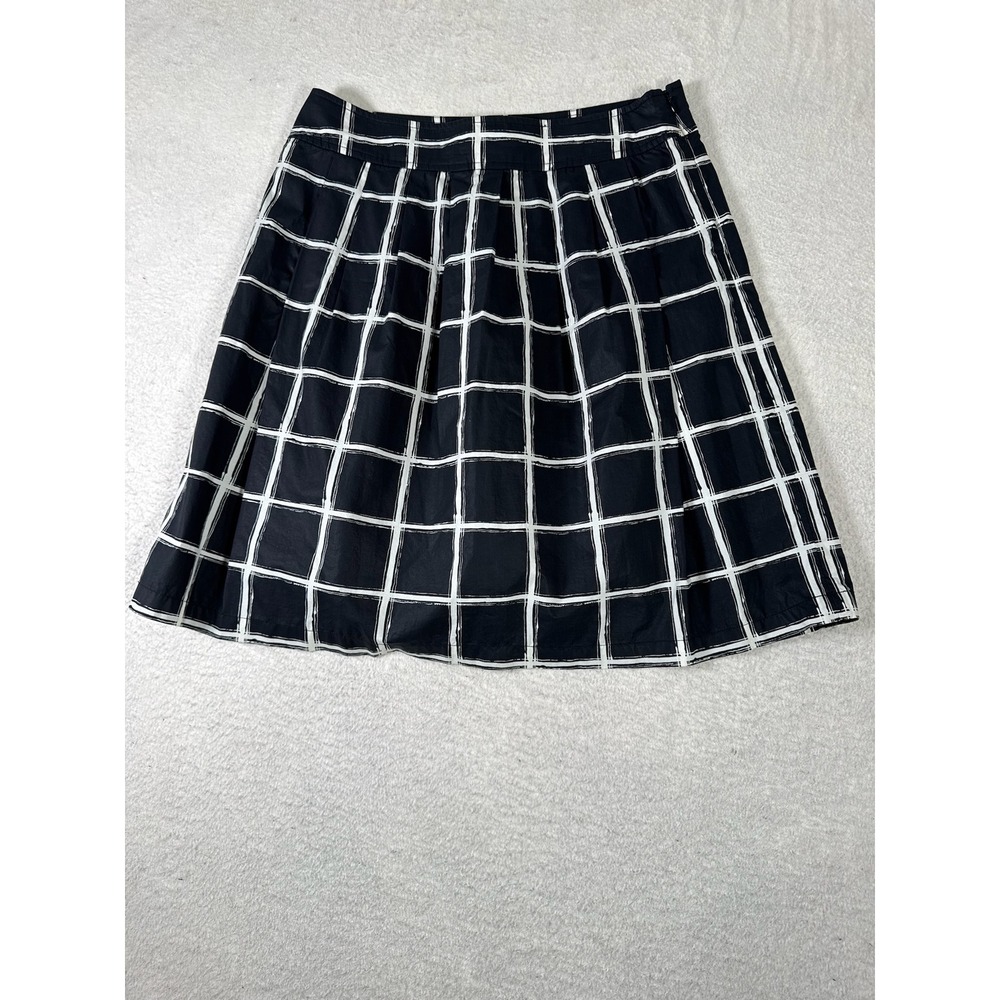 Michael Kors Skirt Womens 10 Black White Excellent Windowpane Pleated A-Line